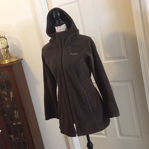 Columbia dark brown fleece fitted coat Sz S. New
